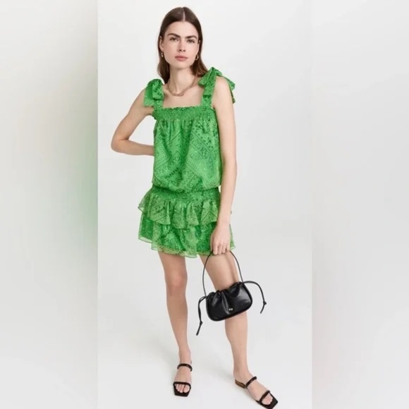 NEW Amanda Uprichard Cotter Bandana Mini Dress Green S - Picture 1 of 6